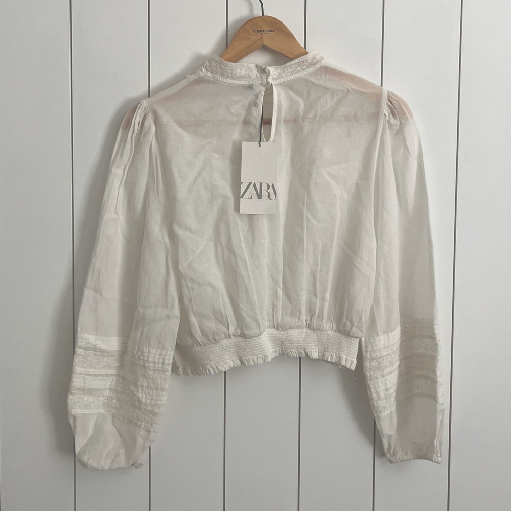 Zara Embroidered Peplum Blouse - Picture 2 of 4